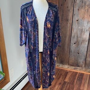 Rue + Bohemian Paisley Kimono Cardigan Sz 1X